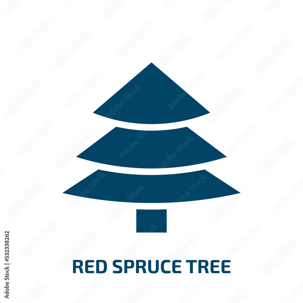 red spruce tree icon from nature collection. Filled red spruce tree, spruce, branch glyph icons isolated on white background. Black vector red spruce tree sign, symbol for web design and mobile apps