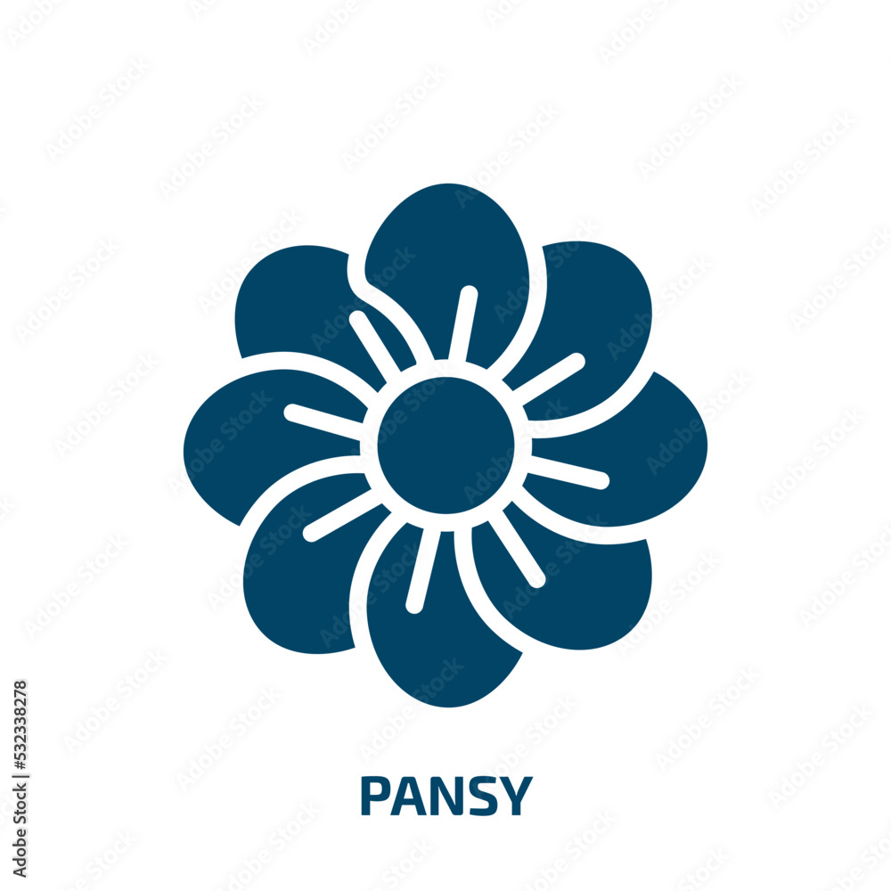 pansy icon from nature collection. Filled pansy, flora, spring glyph icons isolated on white background. Black vector pansy sign, symbol for web design and mobile apps pansy icon from nature collection. Filled pansy, flora, spring glyph icons isolated on white background. Black vector pansy sign, symbol for web design and mobile apps