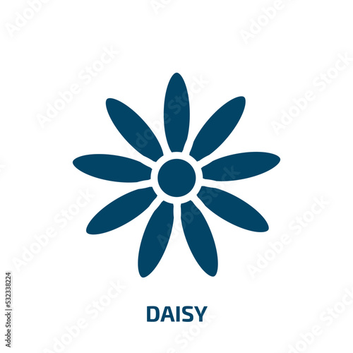 daisy icon from nature collection. Filled daisy, flower, floral glyph icons isolated on white background. Black vector daisy sign, symbol for web design and mobile apps