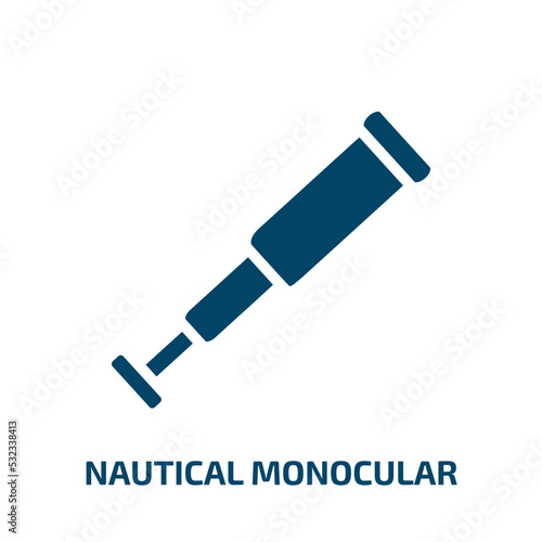 nautical monocular icon from nautical collection. Filled nautical monocular, nautical, monocular glyph icons isolated on white background. Black vector nautical monocular sign, symbol for web design