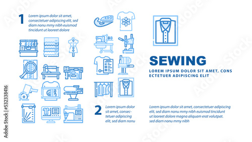factory sewing sew machine landing web page header vector. tailor fabricthread, textile fashion, needle industry, needlework, woman seamstress factory sewing sew machine Illustration
