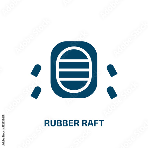 rubber raft icon from nautical collection. Filled rubber raft, raft, summer glyph icons isolated on white background. Black vector rubber raft sign, symbol for web design and mobile apps