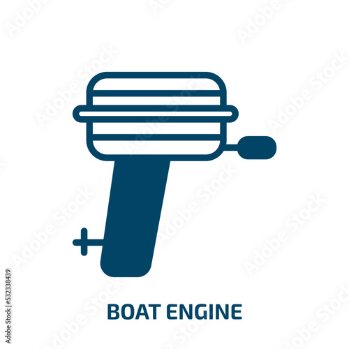 boat engine icon from nautical collection. Filled boat engine, engine, boat glyph icons isolated on white background. Black vector boat engine sign, symbol for web design and mobile apps
