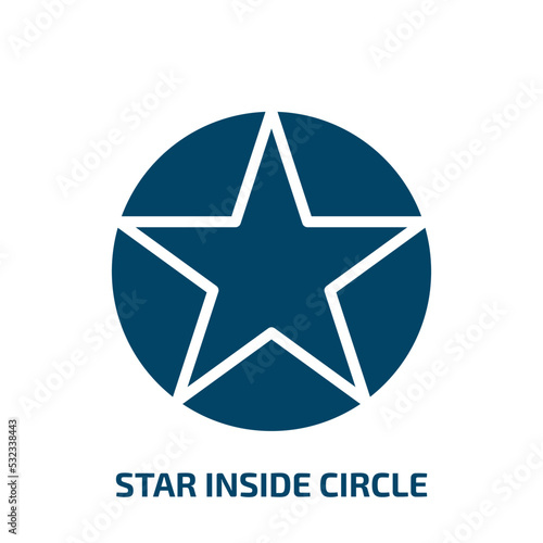 star inside circle icon from nautical collection. Filled star inside circle, circle, round glyph icons isolated on white background. Black vector star inside circle sign, symbol for web design and