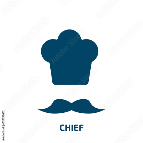 chief icon from people collection. Filled chief, cap, hat glyph icons isolated on white background. Black vector chief sign, symbol for web design and mobile apps