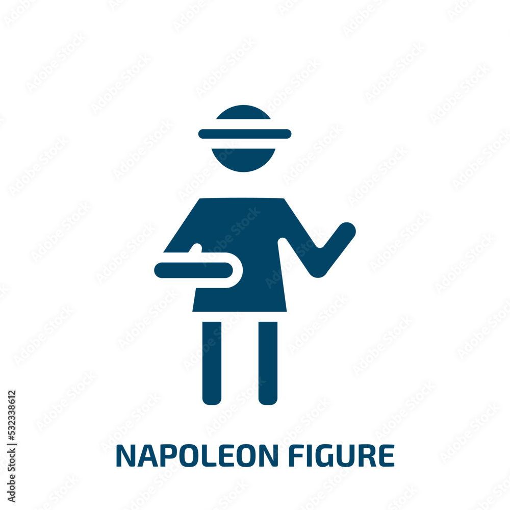 napoleon figure icon from people collection. Filled napoleon figure, people, hat glyph icons isolated on white background. Black vector napoleon figure sign, symbol for web design and mobile apps