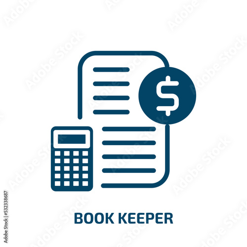 book keeper icon from people collection. Filled book keeper, businessman, person glyph icons isolated on white background. Black vector book keeper sign, symbol for web design and mobile apps
