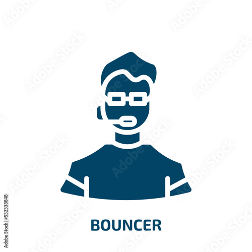 bouncer icon from professions & jobs collection. Filled bouncer, child, kid glyph icons isolated on white background. Black vector bouncer sign, symbol for web design and mobile apps