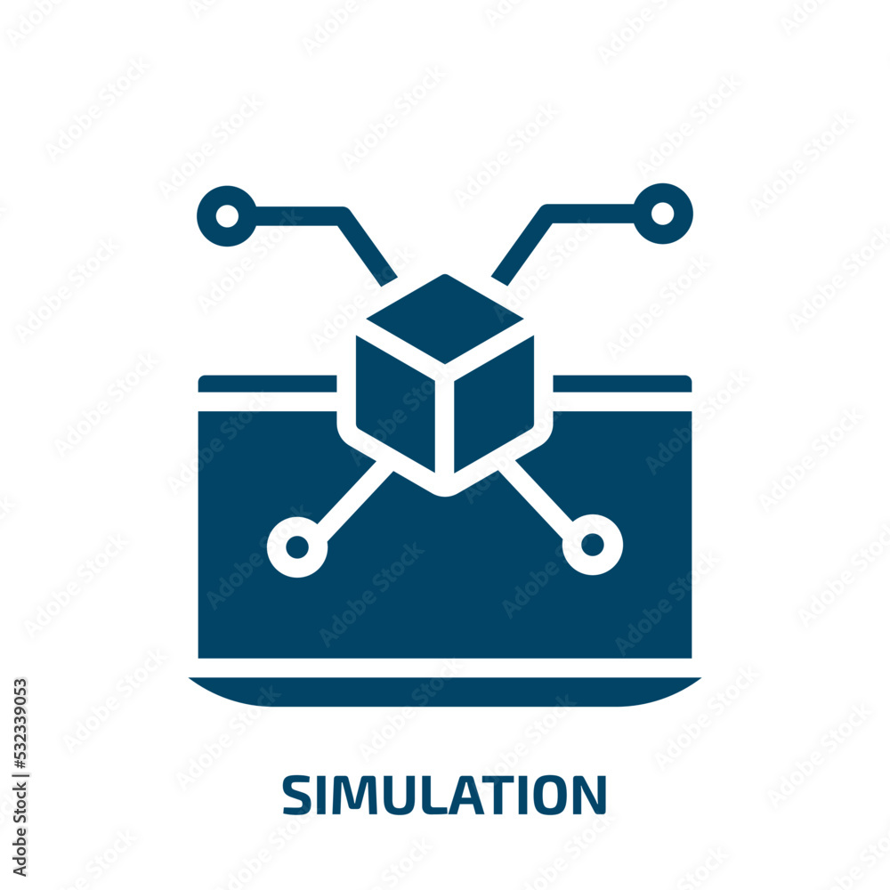 simulation icon from programming collection. Filled simulation, technology, view glyph icons isolated on white background. Black vector simulation sign, symbol for web design and mobile apps simulation icon from programming collection. Filled simulation, technology, view glyph icons isolated on white background. Black vector simulation sign, symbol for web design and mobile apps
