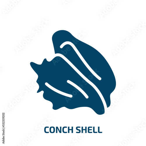 conch shell icon from religion collection. Filled conch shell, natural, ocean glyph icons isolated on white background. Black vector conch shell sign, symbol for web design and mobile apps