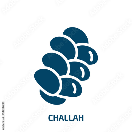 challah icon from religion collection. Filled challah, bread, bakery glyph icons isolated on white background. Black vector challah sign, symbol for web design and mobile apps