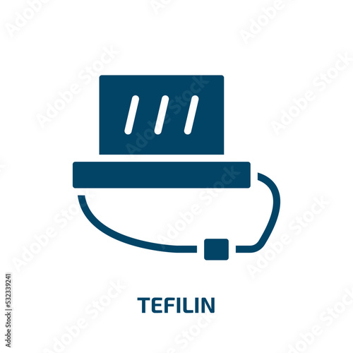 tefilin icon from religion collection. Filled tefilin, jewish, judaism glyph icons isolated on white background. Black vector tefilin sign, symbol for web design and mobile apps