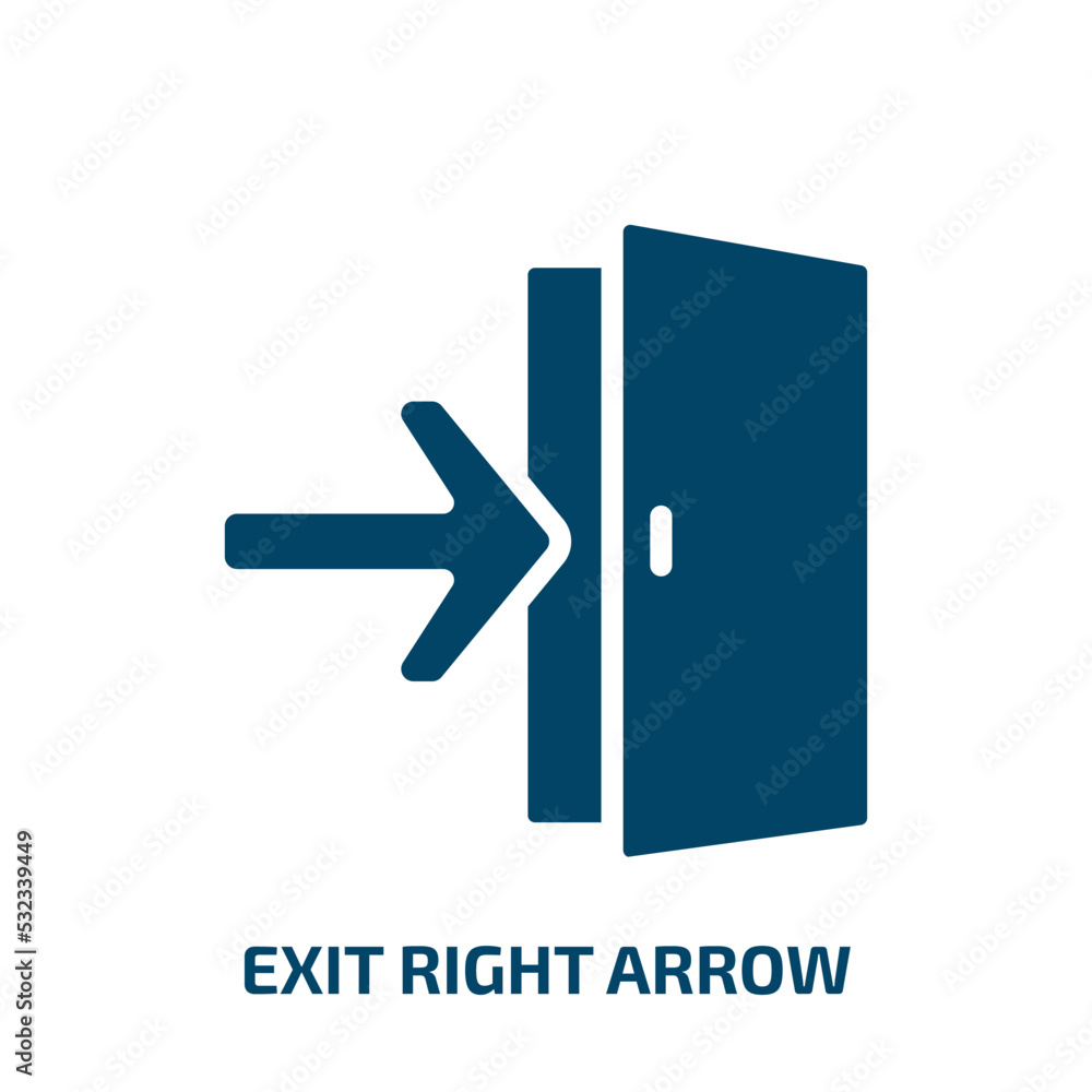 exit right arrow icon from signs collection. Filled exit right arrow, right, exit glyph icons isolated on white background. Black vector exit right arrow sign, symbol for web design and mobile apps exit right arrow icon from signs collection. Filled exit right arrow, right, exit glyph icons isolated on white background. Black vector exit right arrow sign, symbol for web design and mobile apps