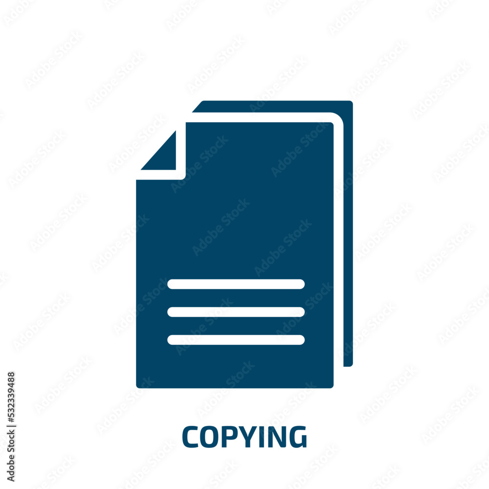 copying icon from signs collection. Filled copying, copy, office glyph icons isolated on white background. Black vector copying sign, symbol for web design and mobile apps copying icon from signs collection. Filled copying, copy, office glyph icons isolated on white background. Black vector copying sign, symbol for web design and mobile apps