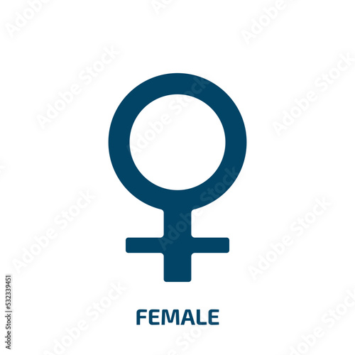 female symbol icon from signs collection. Filled female symbol, female, woman glyph icons isolated on white background. Black vector female symbol sign, symbol for web design and mobile apps