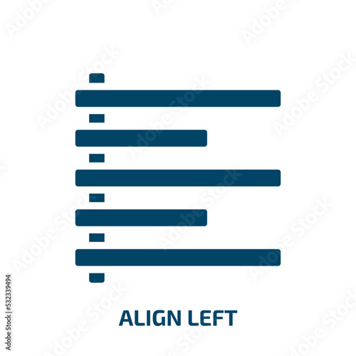 align left icon from signs collection. Filled align left, left, align glyph icons isolated on white background. Black vector align left sign, symbol for web design and mobile apps