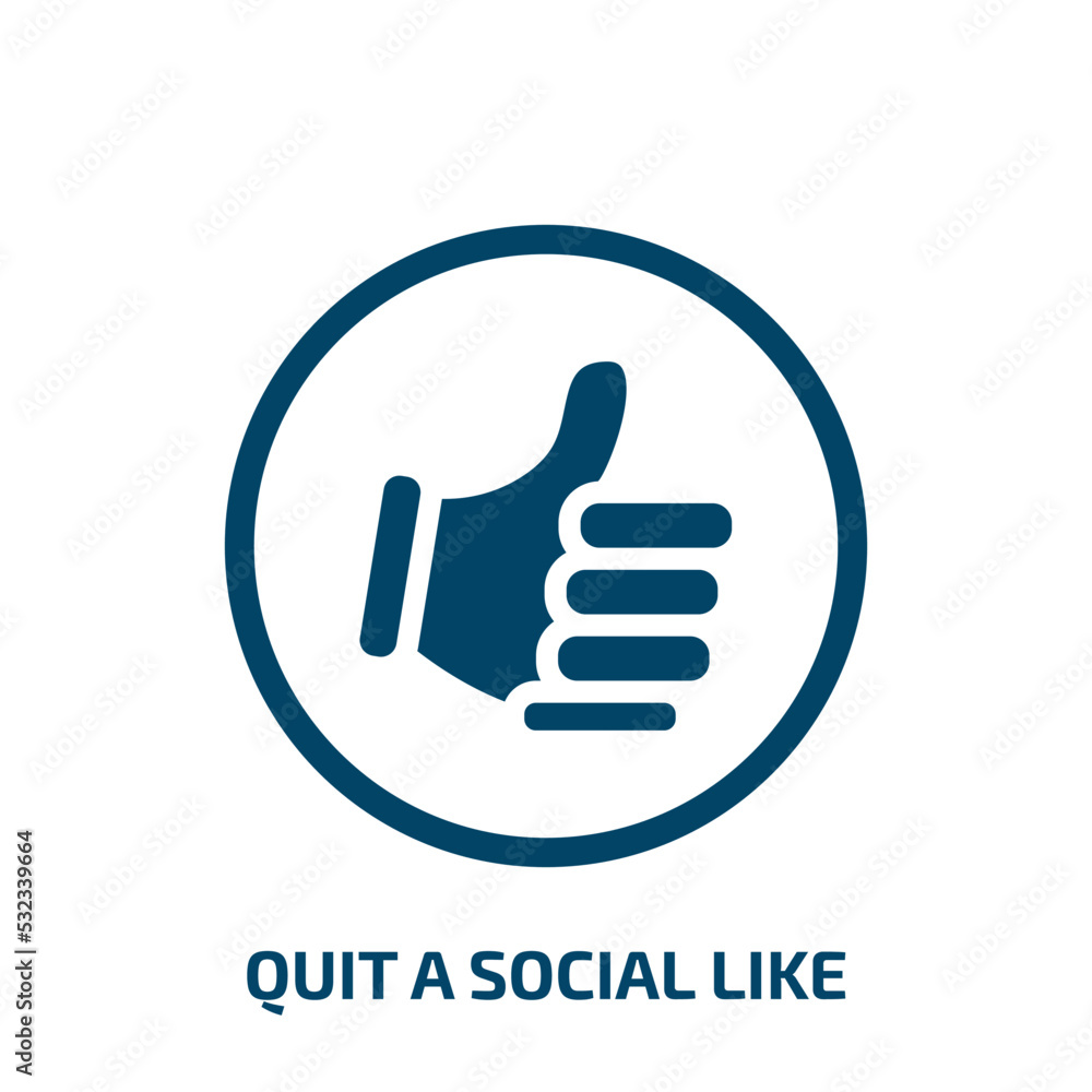 quit a social like icon from social media marketing collection. Filled quit a social like, cloud, quote glyph icons isolated on white background. Black vector quit a social like sign, symbol for web quit a social like icon from social media marketing collection. Filled quit a social like, cloud, quote glyph icons isolated on white background. Black vector quit a social like sign, symbol for web