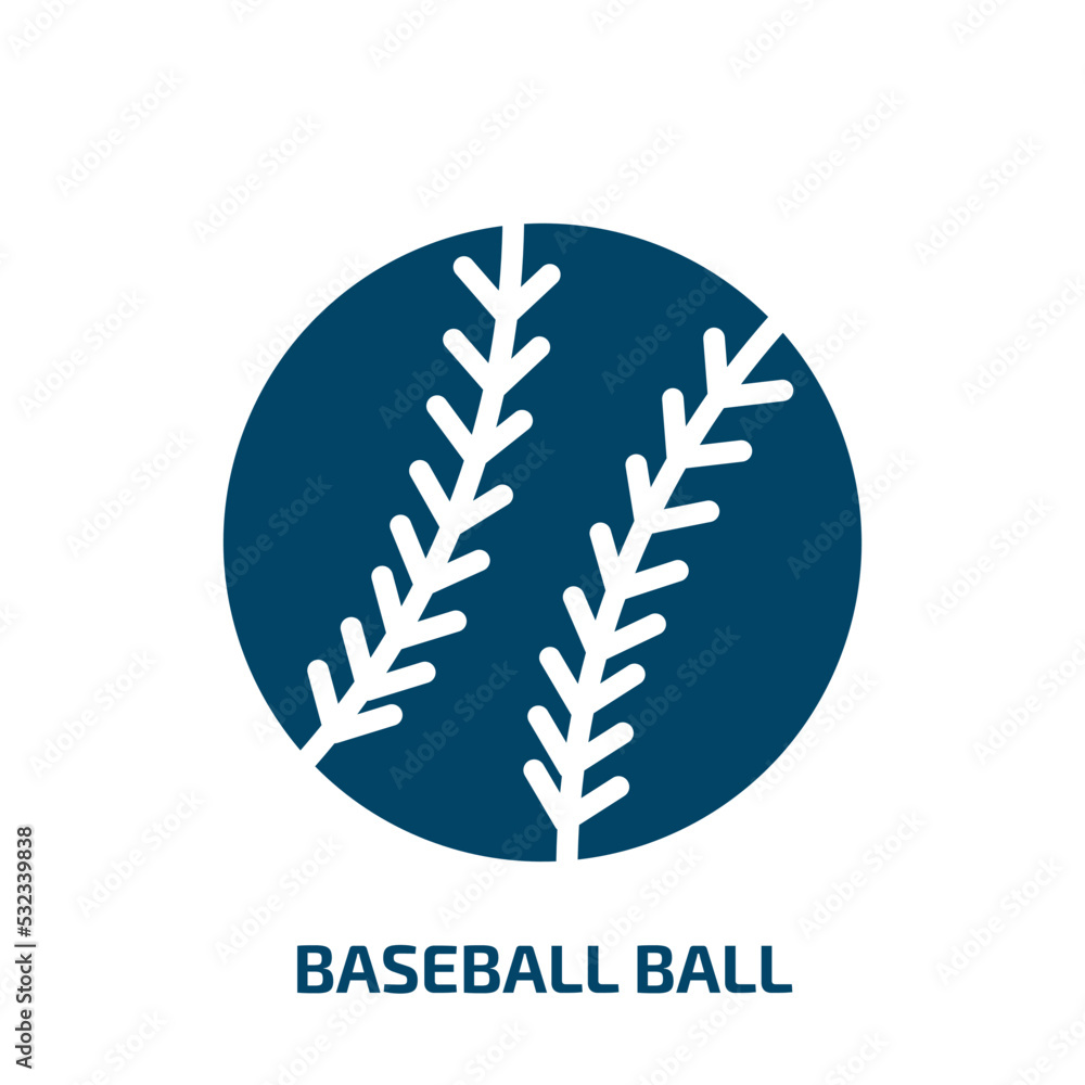 baseball ball icon from sports collection. Filled baseball ball, ball, basketball glyph icons isolated on white background. Black vector baseball ball sign, symbol for web design and mobile apps