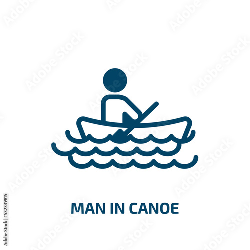 man in canoe icon from sports collection. Filled man in canoe  canoe  water glyph icons isolated on white background. Black vector man in canoe sign  symbol for web design and mobile apps