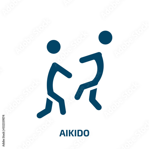aikido icon from sport collection. Filled aikido, japanese, japan glyph icons isolated on white background. Black vector aikido sign, symbol for web design and mobile apps
