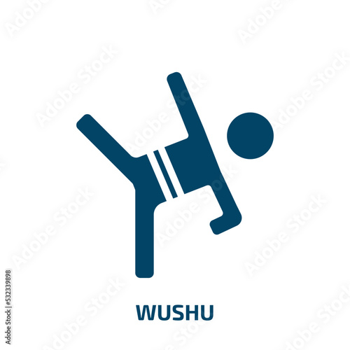 wushu icon from sports collection. Filled wushu, combat, chinese glyph icons isolated on white background. Black vector wushu sign, symbol for web design and mobile apps