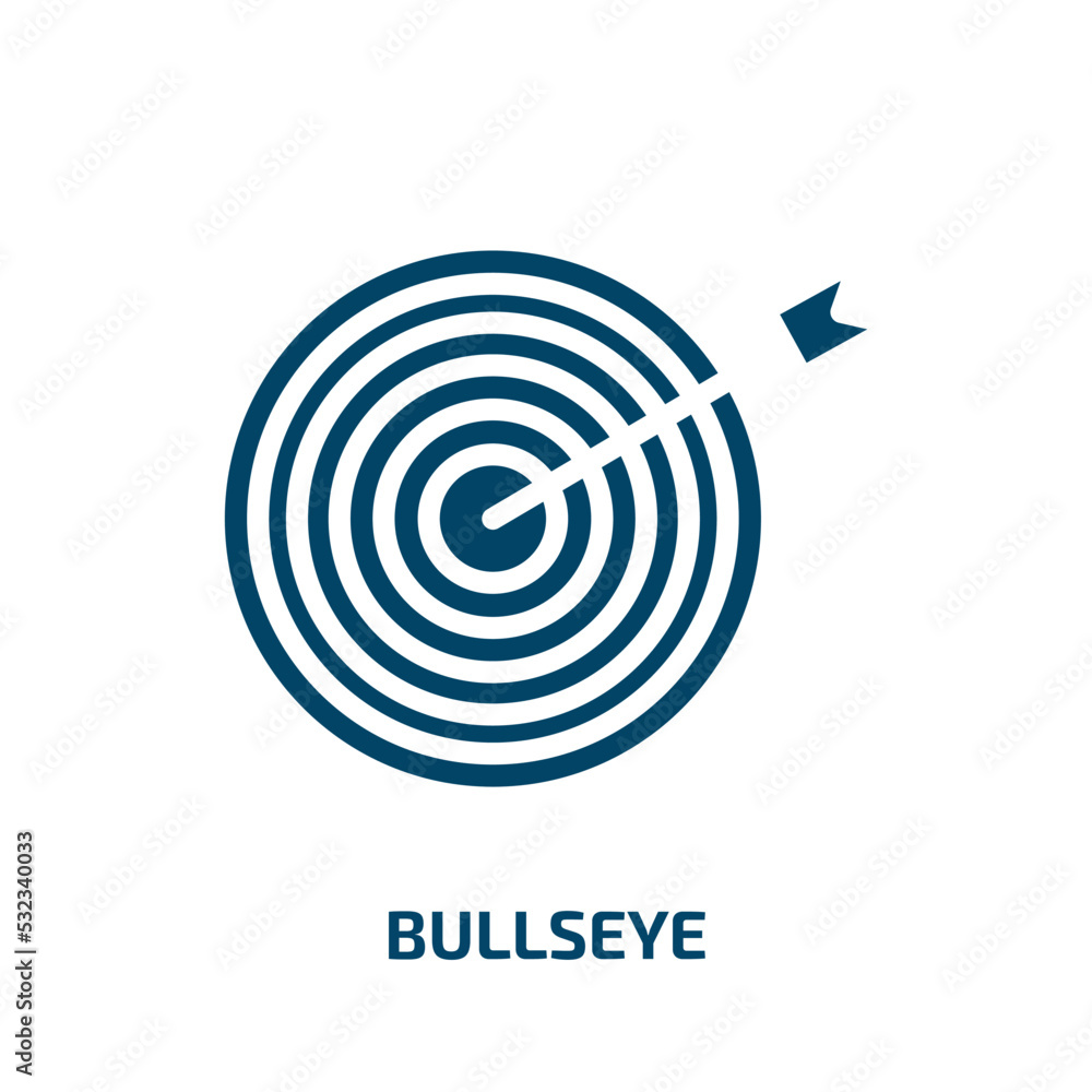 bullseye icon from sports collection. Filled bullseye, arrow, competition glyph icons isolated on white background. Black vector bullseye sign, symbol for web design and mobile apps bullseye icon from sports collection. Filled bullseye, arrow, competition glyph icons isolated on white background. Black vector bullseye sign, symbol for web design and mobile apps