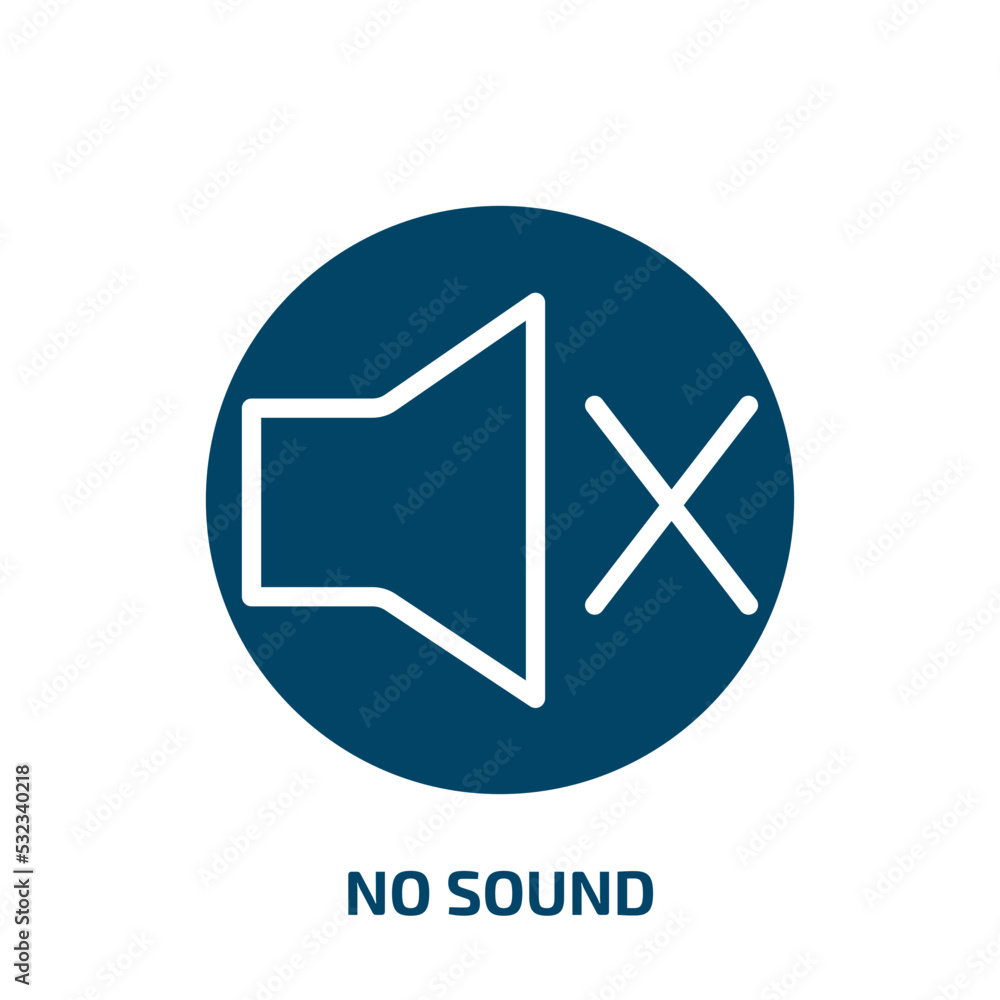 no sound icon from traffic signs collection. Filled no sound, sound, music glyph icons isolated on white background. Black vector no sound sign, symbol for web design and mobile apps no sound icon from traffic signs collection. Filled no sound, sound, music glyph icons isolated on white background. Black vector no sound sign, symbol for web design and mobile apps