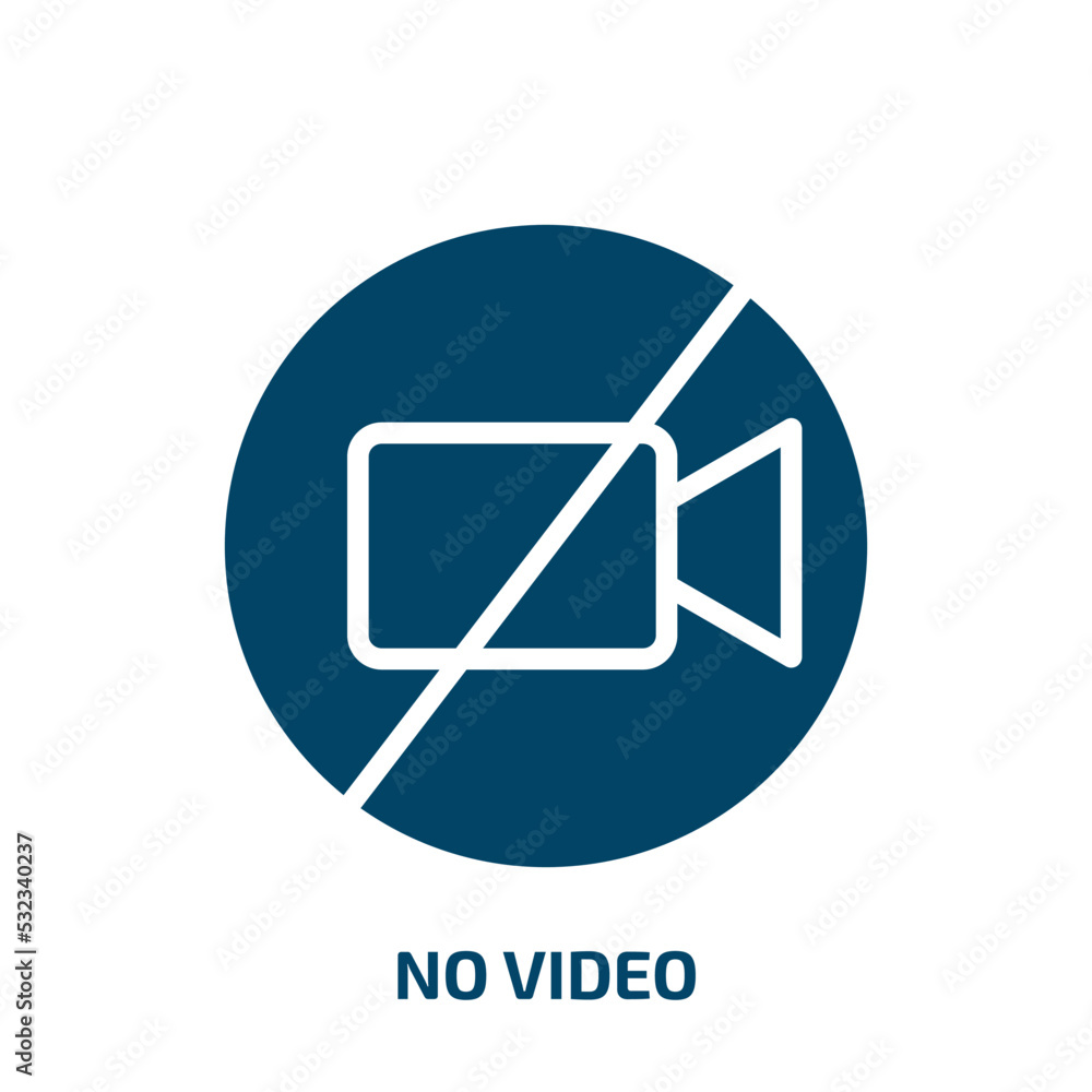 no video icon from traffic signs collection. Filled no video, video, camera glyph icons isolated on white background. Black vector no video sign, symbol for web design and mobile apps no video icon from traffic signs collection. Filled no video, video, camera glyph icons isolated on white background. Black vector no video sign, symbol for web design and mobile apps