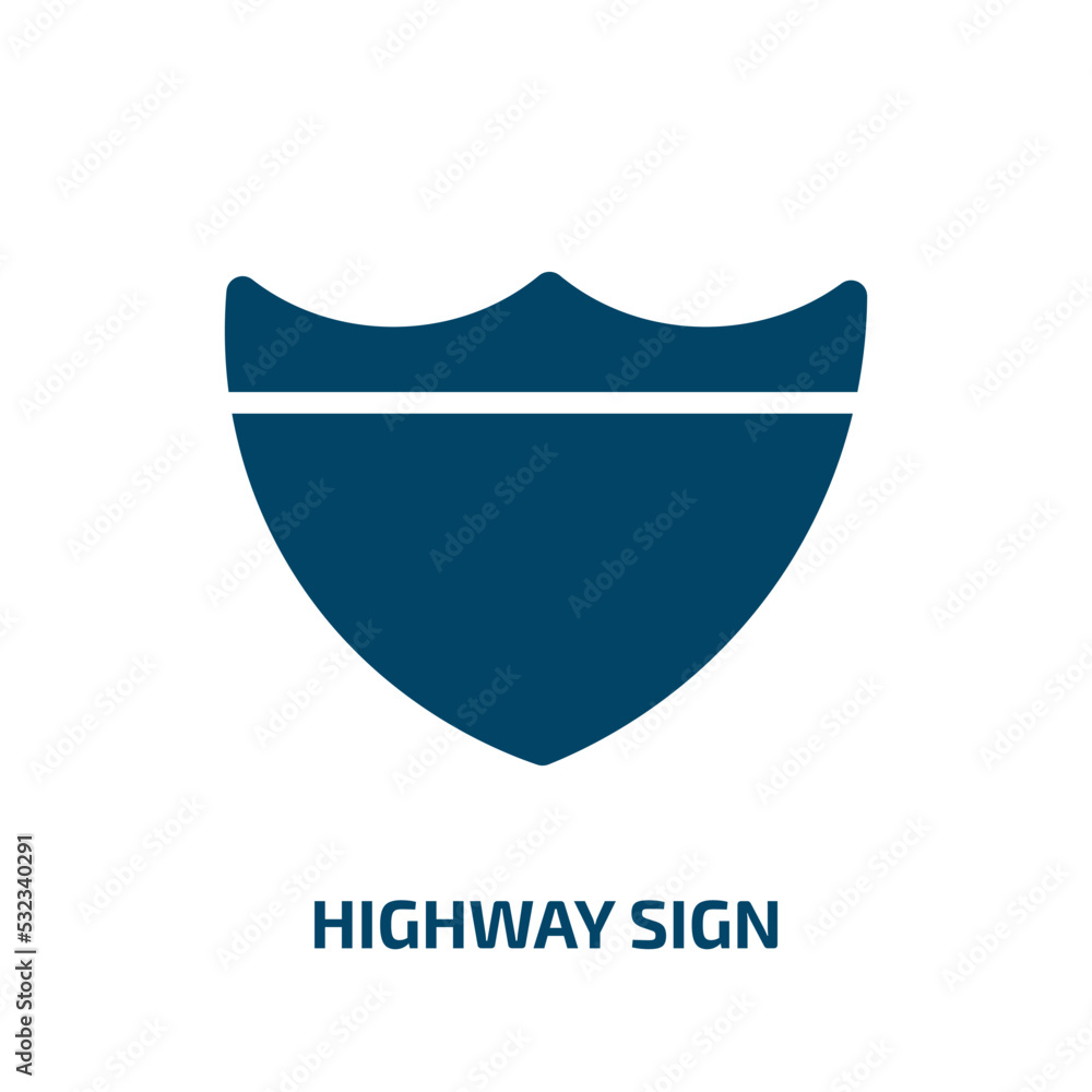 highway sign icon from traffic signs collection. Filled highway sign, highway, traffic glyph icons isolated on white background. Black vector highway sign sign, symbol for web design and mobile apps highway sign icon from traffic signs collection. Filled highway sign, highway, traffic glyph icons isolated on white background. Black vector highway sign sign, symbol for web design and mobile apps