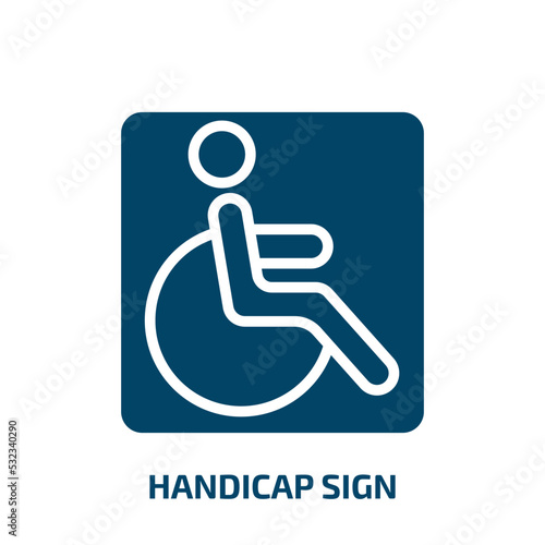 handicap sign icon from traffic signs collection. Filled handicap sign, handicap, disability glyph icons isolated on white background. Black vector handicap sign sign, symbol for web design and mobile