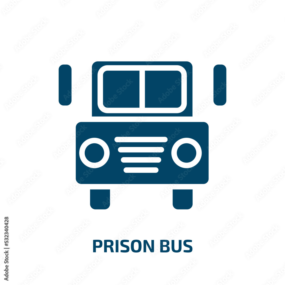 prison bus icon from transport collection. Filled prison bus, bus, prison glyph icons isolated on white background. Black vector prison bus sign, symbol for web design and mobile apps prison bus icon from transport collection. Filled prison bus, bus, prison glyph icons isolated on white background. Black vector prison bus sign, symbol for web design and mobile apps