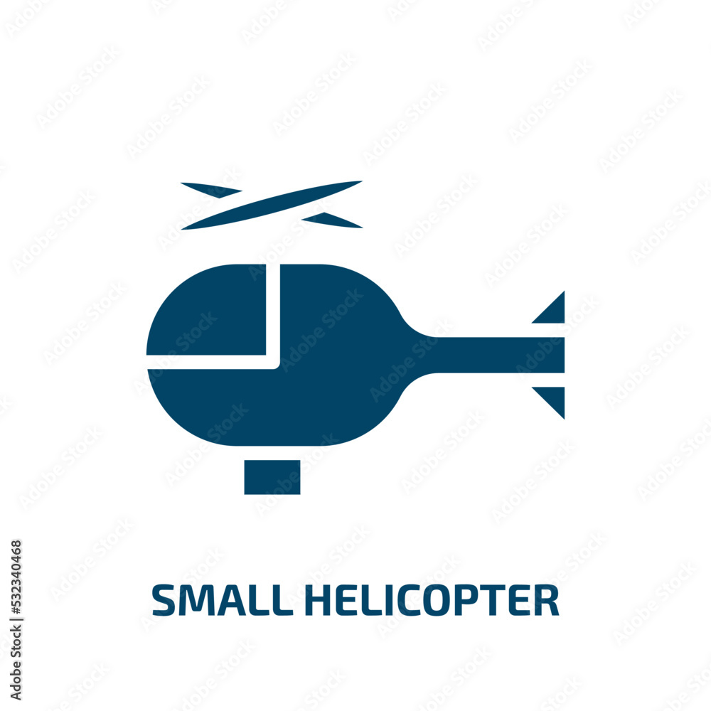 small helicopter icon from transport collection. Filled small helicopter, small, vehicle glyph icons isolated on white background. Black vector small helicopter sign, symbol for web design and mobile