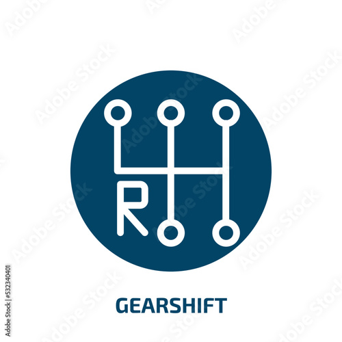 gearshift icon from transport collection. Filled gearshift, transmission, gear glyph icons isolated on white background. Black vector gearshift sign, symbol for web design and mobile apps