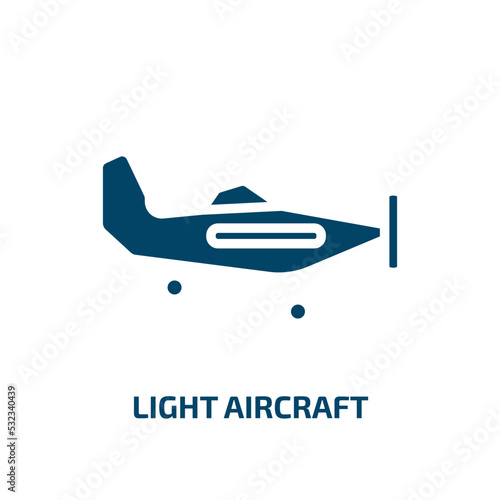 light aircraft icon from transport collection. Filled light aircraft, flight, aviation glyph icons isolated on white background. Black vector light aircraft sign, symbol for web design and mobile apps