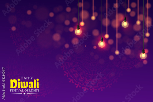 happy diwali festival of lights creative lights hanging bokeh background