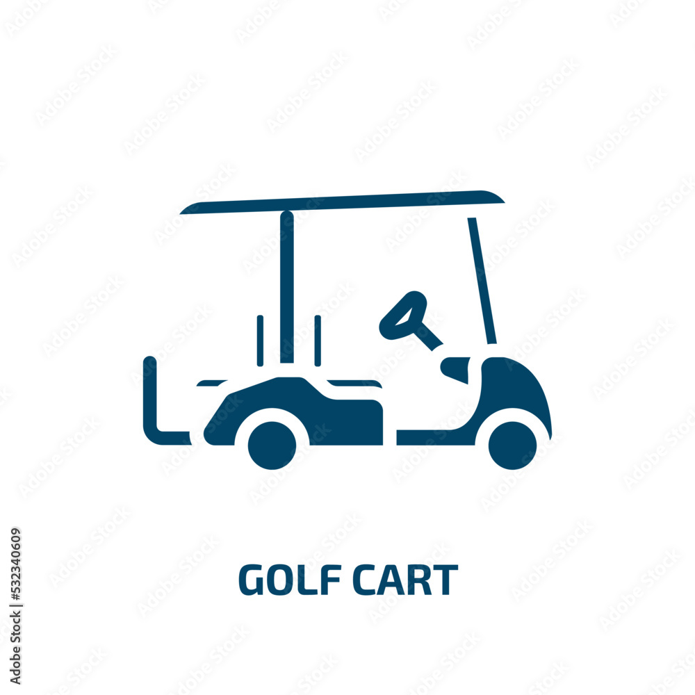golf cart icon from transportation collection. Filled golf cart, car, transport glyph icons isolated on white background. Black vector golf cart sign, symbol for web design and mobile apps