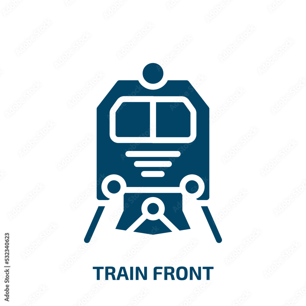 train front icon from transportation collection. Filled train front, traffic, train glyph icons isolated on white background. Black vector train front sign, symbol for web design and mobile apps train front icon from transportation collection. Filled train front, traffic, train glyph icons isolated on white background. Black vector train front sign, symbol for web design and mobile apps