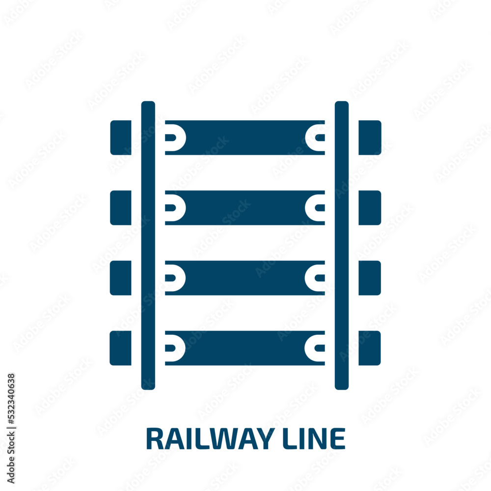 railway line icon from transportation collection. Filled railway line, railway, simple glyph icons isolated on white background. Black vector railway line sign, symbol for web design and mobile apps