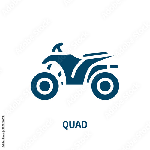 quad icon from transportation collection. Filled quad, vehicle, flight glyph icons isolated on white background. Black vector quad sign, symbol for web design and mobile apps