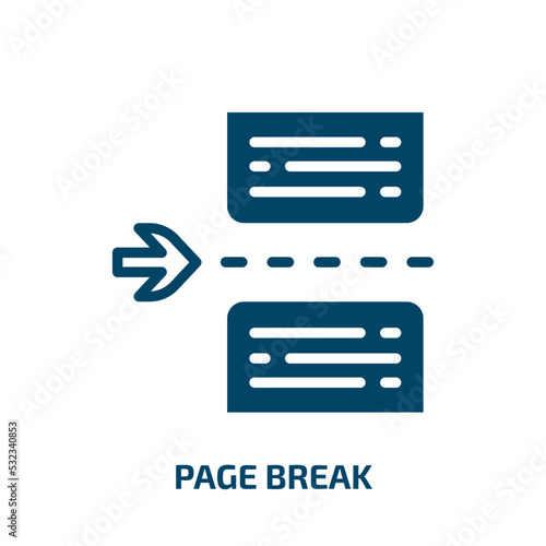 page break icon from user interface collection. Filled page break, page, break glyph icons isolated on white background. Black vector page break sign, symbol for web design and mobile apps