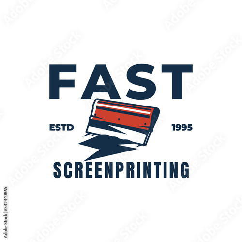 Screen printing vector logo template. Screen printing illustration.