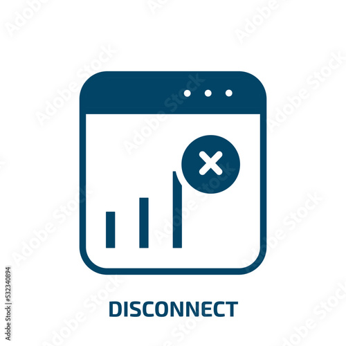 disconnect icon from user interface collection. Filled disconnect, connection, network glyph icons isolated on white background. Black vector disconnect sign, symbol for web design and mobile apps