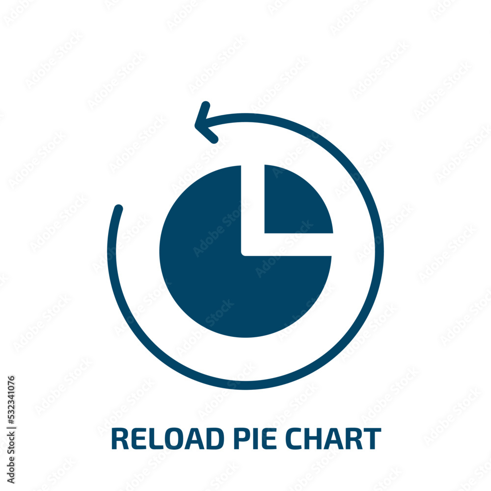 reload pie chart icon from user interface collection. Filled reload pie chart, chart, circle glyph icons isolated on white background. Black vector reload pie chart sign, symbol for web design and reload pie chart icon from user interface collection. Filled reload pie chart, chart, circle glyph icons isolated on white background. Black vector reload pie chart sign, symbol for web design and