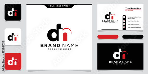 DN initial logo template vector with business card design