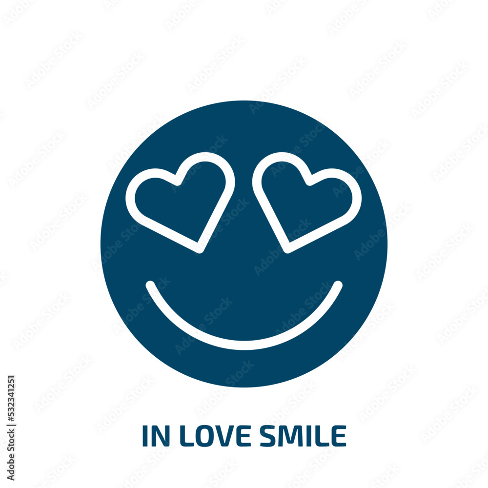 Obraz premium in love smile icon from user interface collection. Filled in love smile, smile, love glyph icons isolated on white background. Black vector in love smile sign, symbol for web design and mobile apps