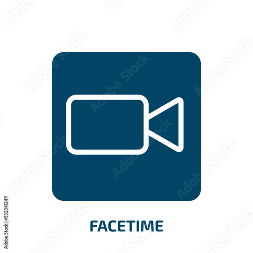 facetime icon from user interface collection. Filled facetime, video, screen glyph icons isolated on white background. Black vector facetime sign, symbol for web design and mobile apps