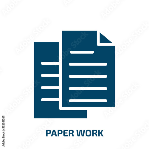 paper work icon from user interface collection. Filled paper work  paper  business glyph icons isolated on white background. Black vector paper work sign  symbol for web design and mobile apps