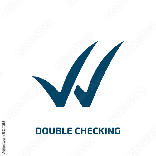 double checking icon from user interface collection. Filled double checking, double, check glyph icons isolated on white background. Black vector double checking sign, symbol for web design and mobile