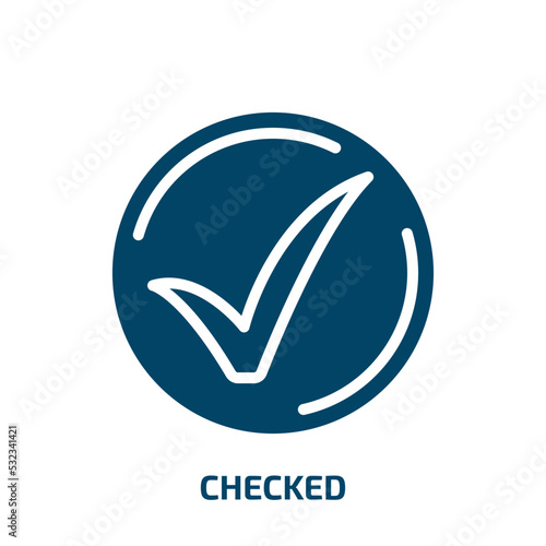 checked icon from user interface collection. Filled checked, check, checkmark glyph icons isolated on white background. Black vector checked sign, symbol for web design and mobile apps