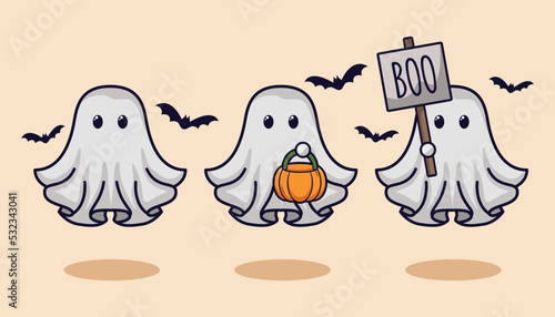 Halloween Cute Ghost Character Set Collections